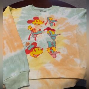Disney Pastel Mint & Pale Yellow Tie-Dye Crewneck